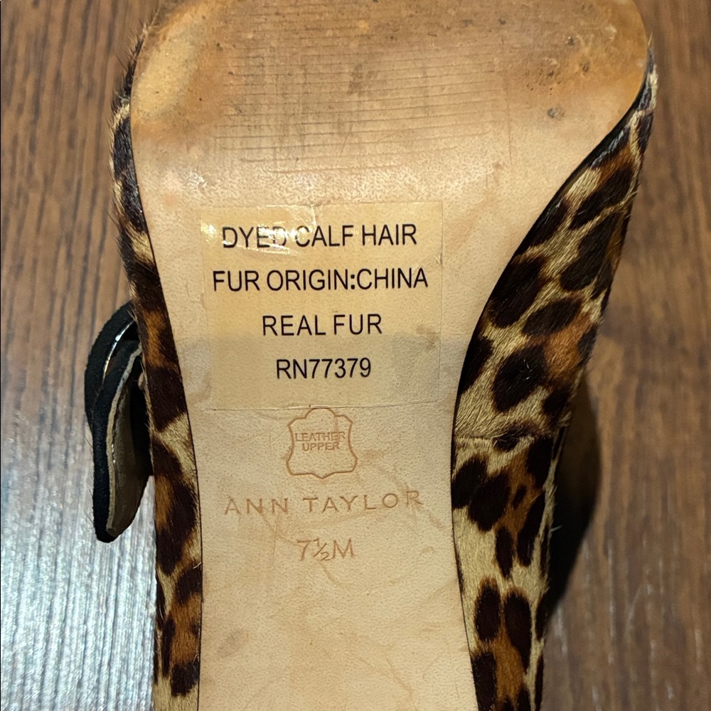 Ann Taylor Leopard Print Heels with Black Strap - Picture 6 of 6